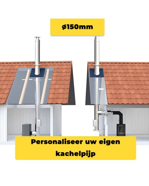  Ø150mm Rookkanaal │ kachelpijp dubbelwandig configureren voor binnen en buiten