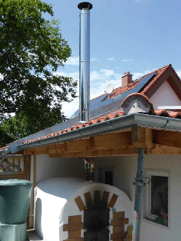 Kachelpijp ingebouwd in een oven